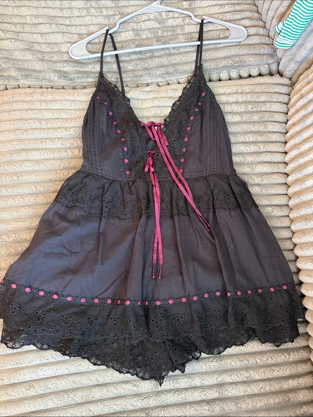 Black and Pink Lace-Trim dress w/ built in shorts